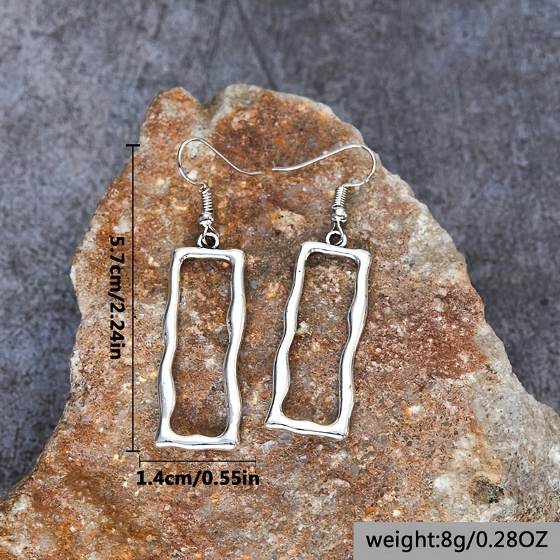 Vintage gotische opengewerkte geometrische oorhangers met lange staaf