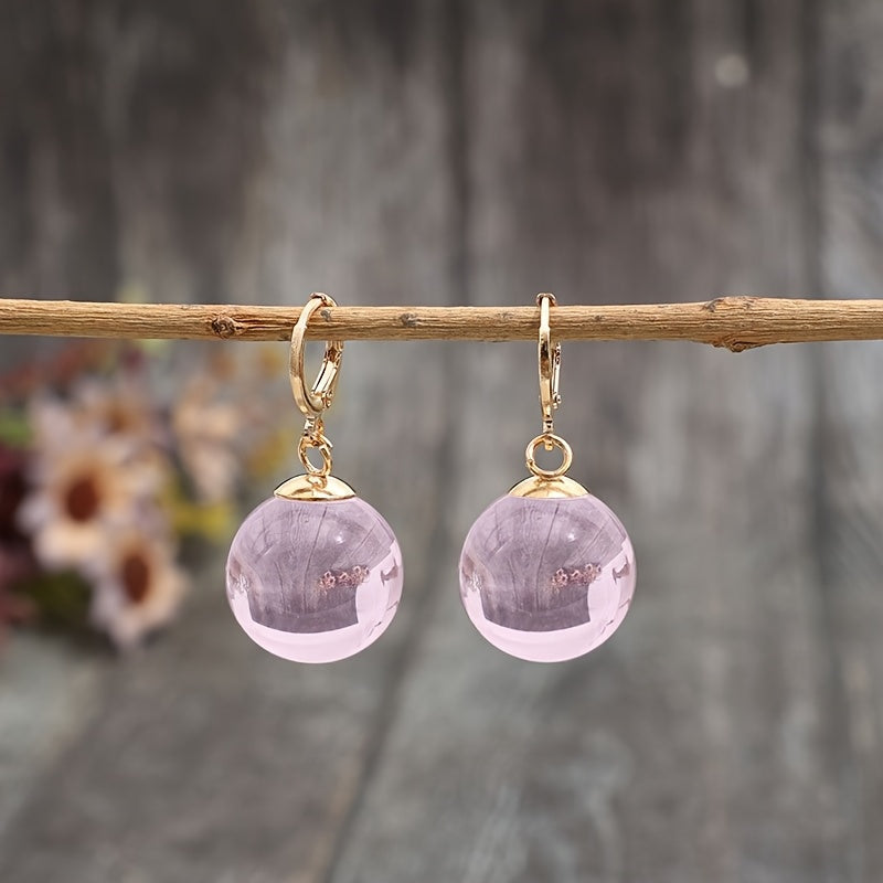 Minimalistische oorhangers met ronde glazen hanger