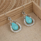 Vintage retro oorhangers met druppelvormige turkoois