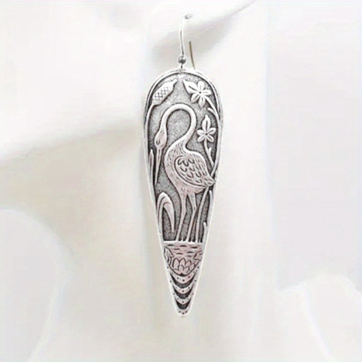 Elegant Bird Themed Heron Drop Earrings