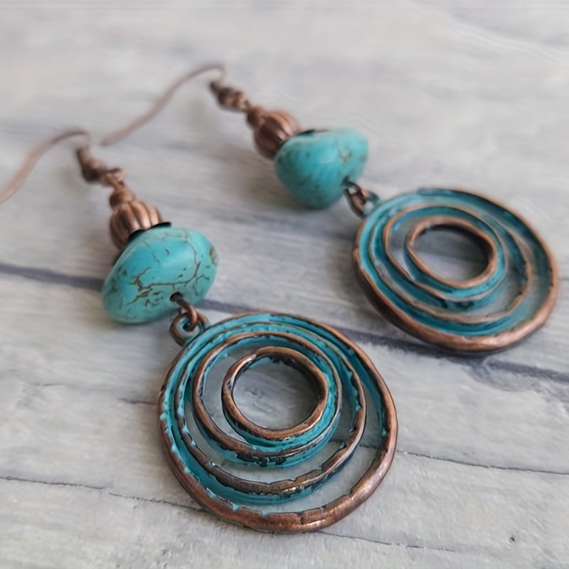 Vintage Red Copper Bohemian Drop Earrings
