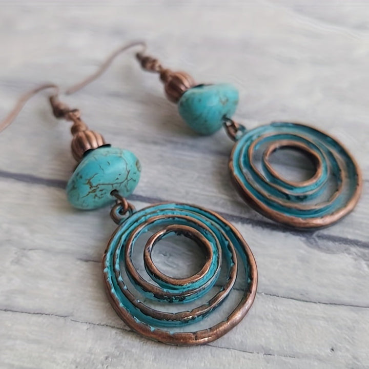 Vintage Red Copper Bohemian Drop Earrings