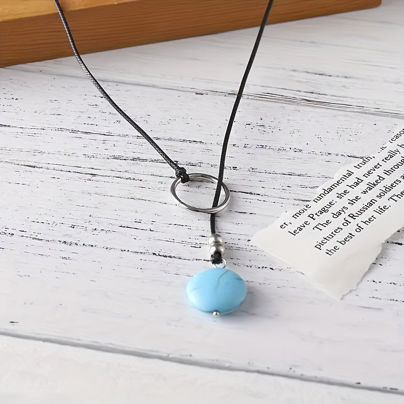 Vintage boho hangerketting met turkoois