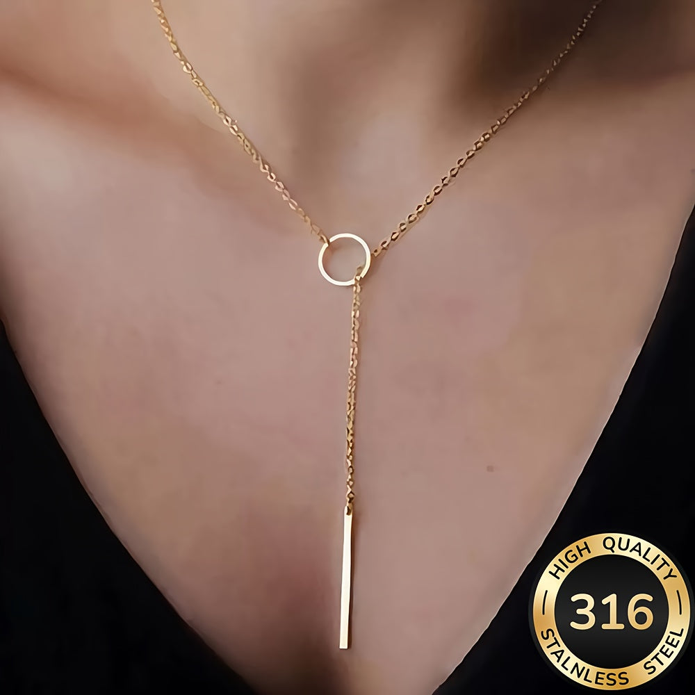 Moderne goudkleurige Y-ketting van roestvrij staal