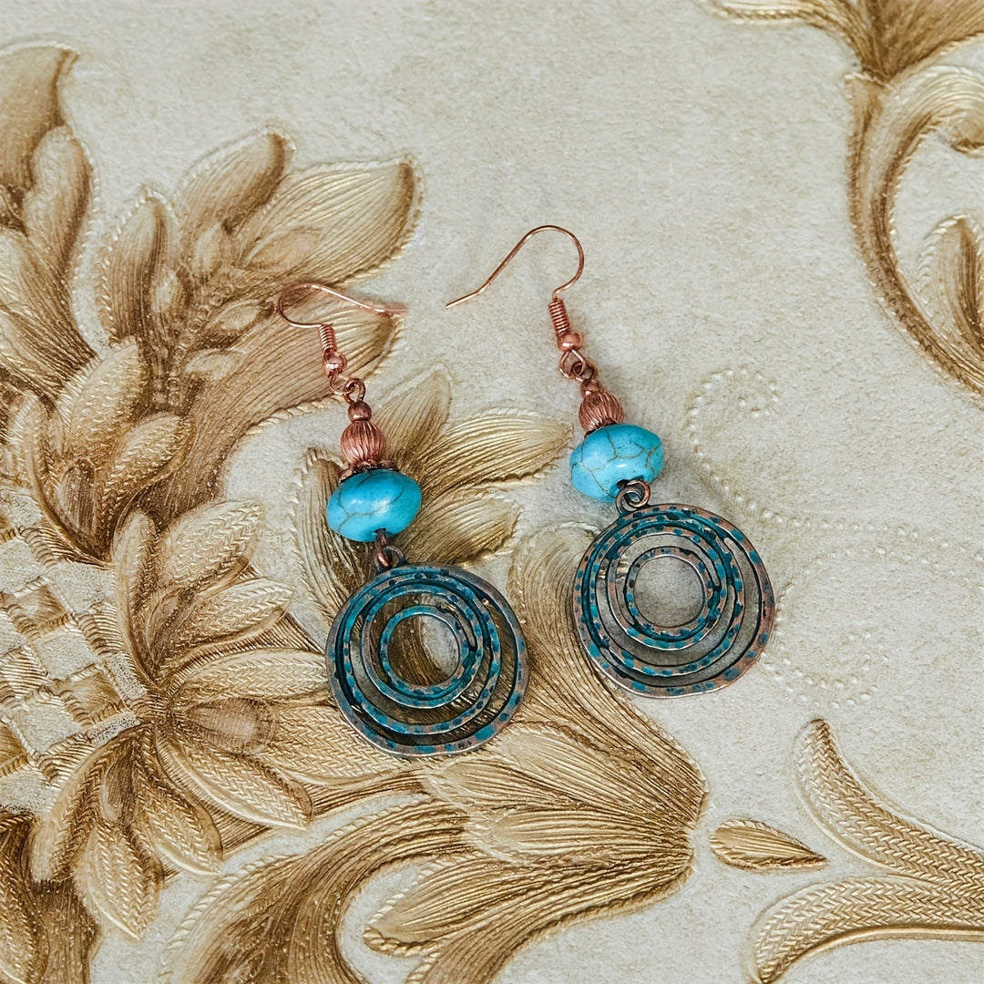 Vintage Red Copper Bohemian Drop Earrings