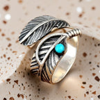 Boho veer turkoois sterling zilveren ring