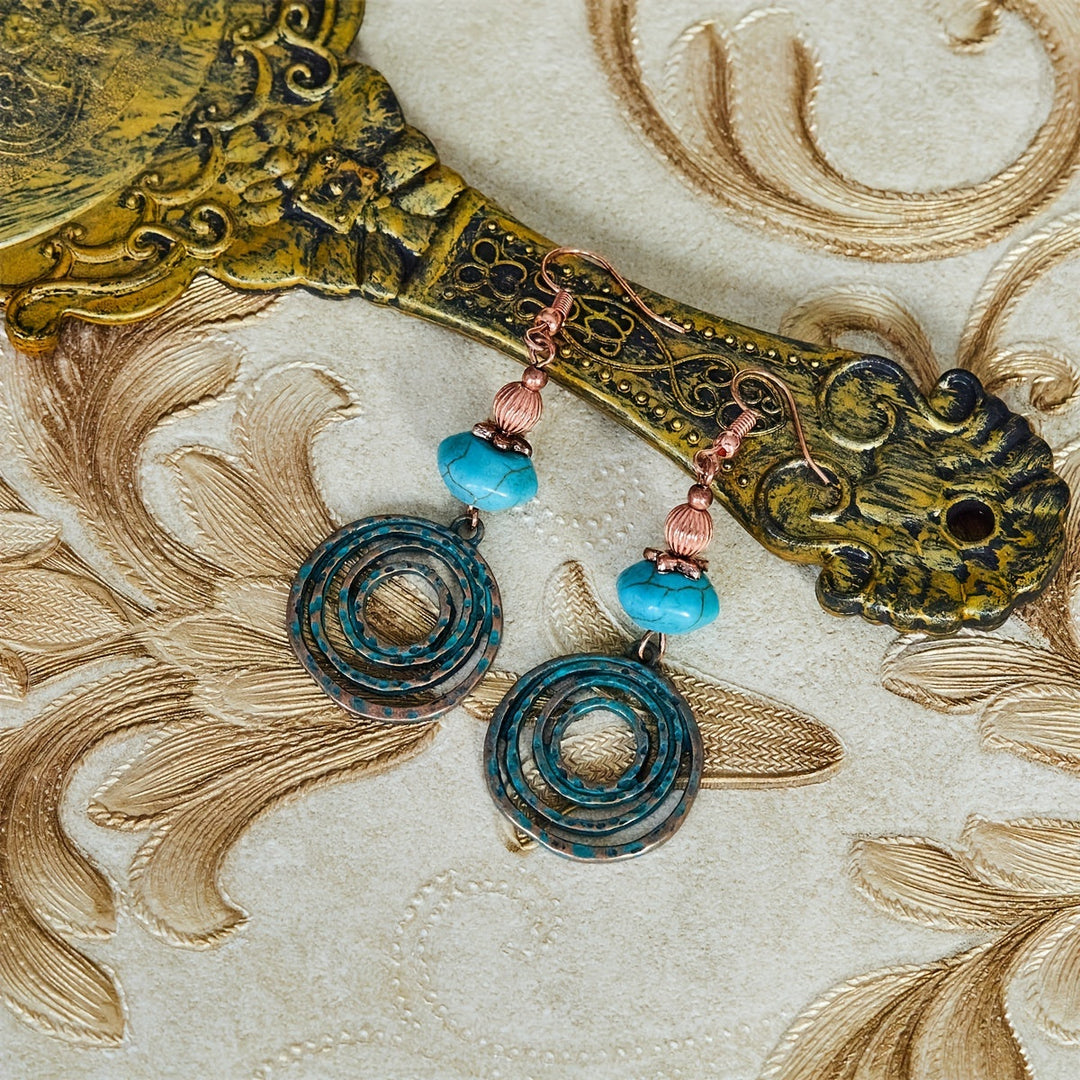 Vintage Red Copper Bohemian Drop Earrings