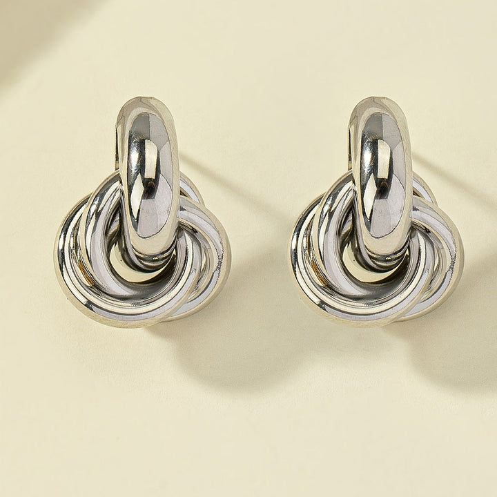Elegant Silver Plated Geometric Interlocking Hoop Earrings