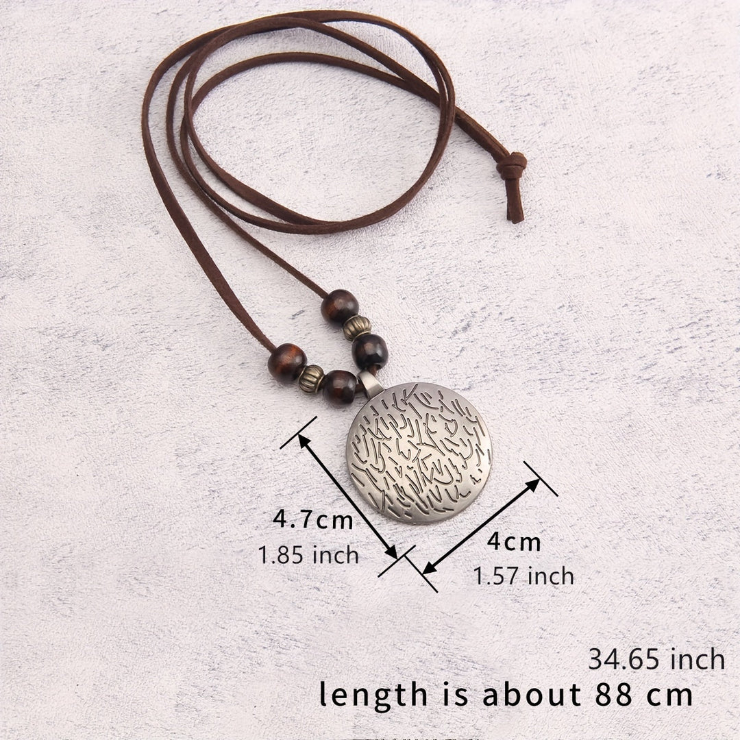 Vintage Twelve Constellations Wooden Beaded Pendant Necklace