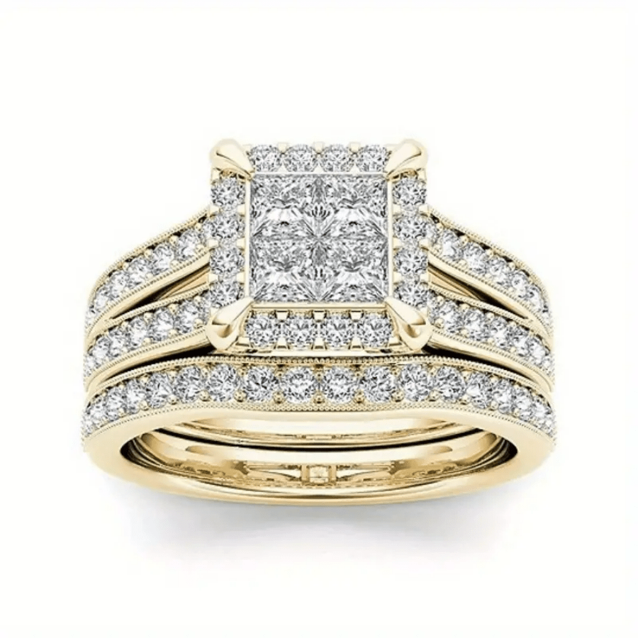Elegante vintage stapelbare bruidsring met zirkonia