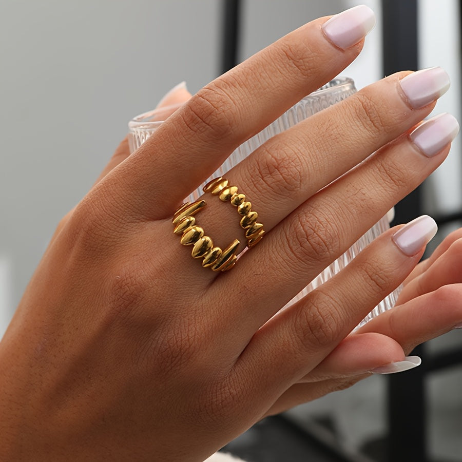 Minimalistische verstelbare goudkleurige ringenset in golfstijl