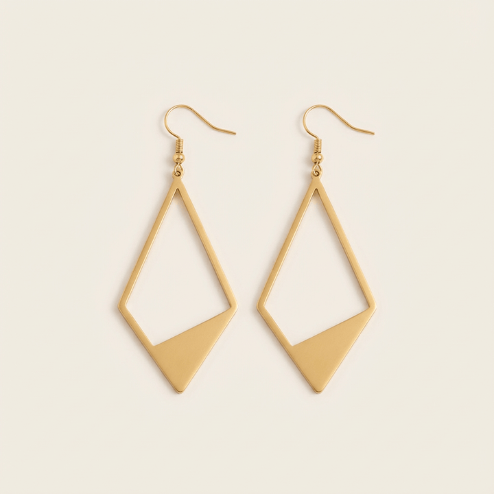 Gold-Plated Geometric Stainless Steel Pendant Earrings