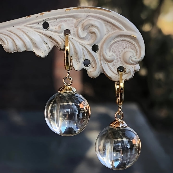 Minimalist Round Glass Pendant Dangle Earrings