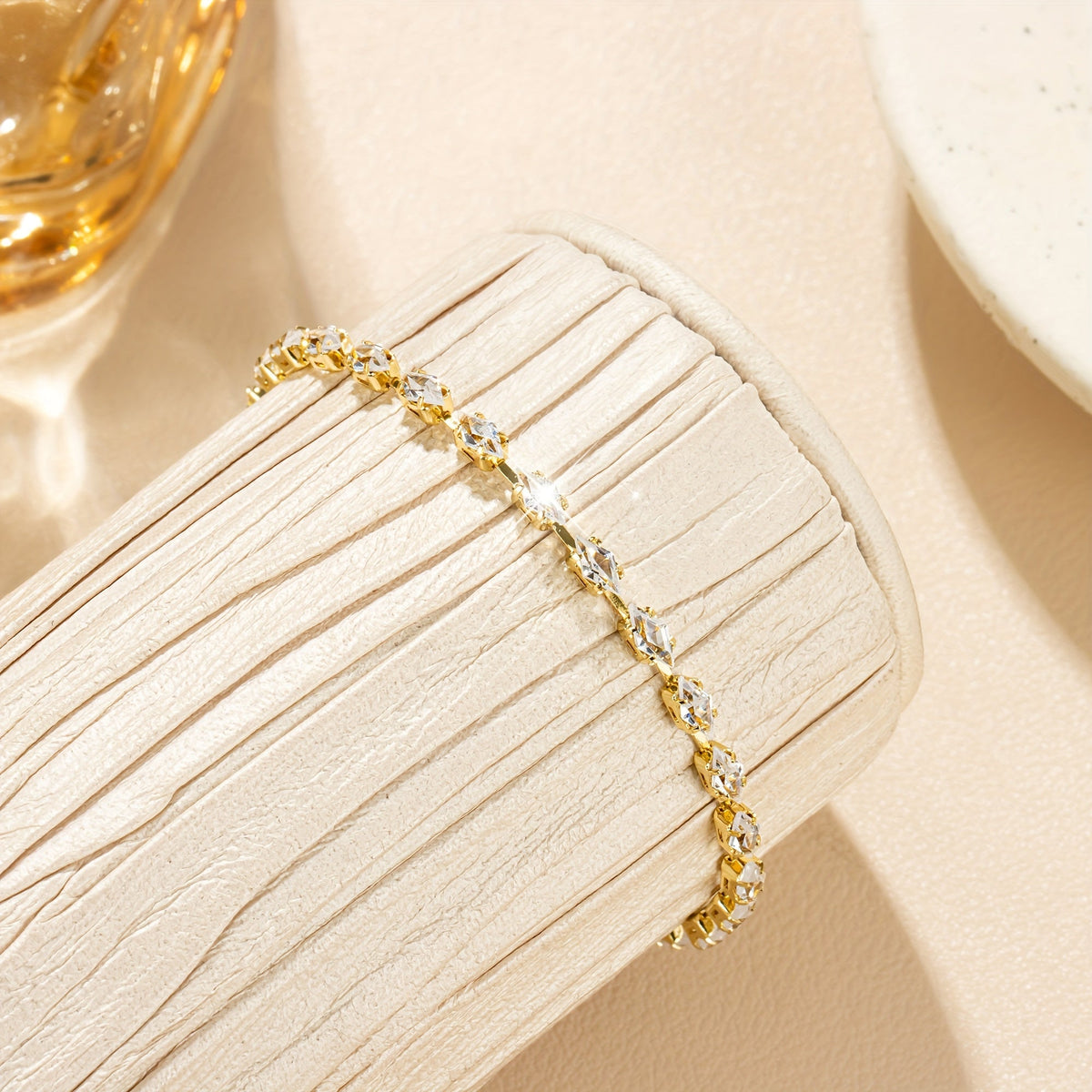 Elegante vergulde tennisarmband met zirkonia diamant