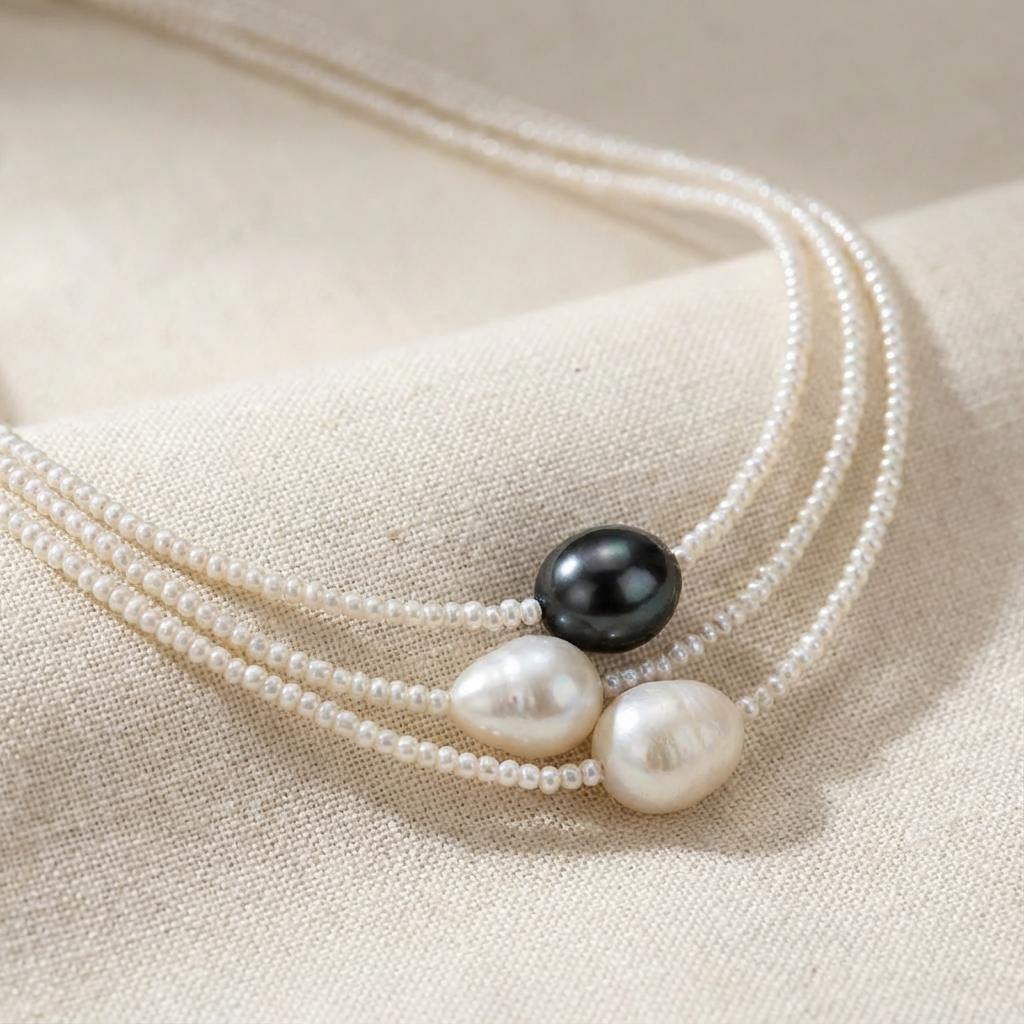 Vintage zoetwaterparel ketting