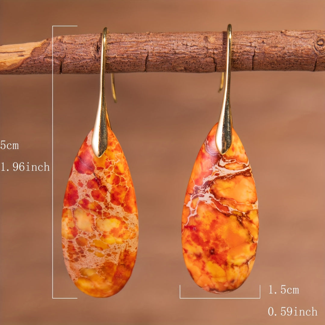 Bohemian Orange Natural Stone Drop Earrings