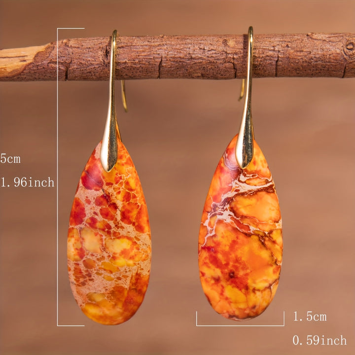 Bohemian Orange Natural Stone Drop Earrings