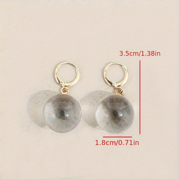 Minimalist Round Glass Pendant Dangle Earrings