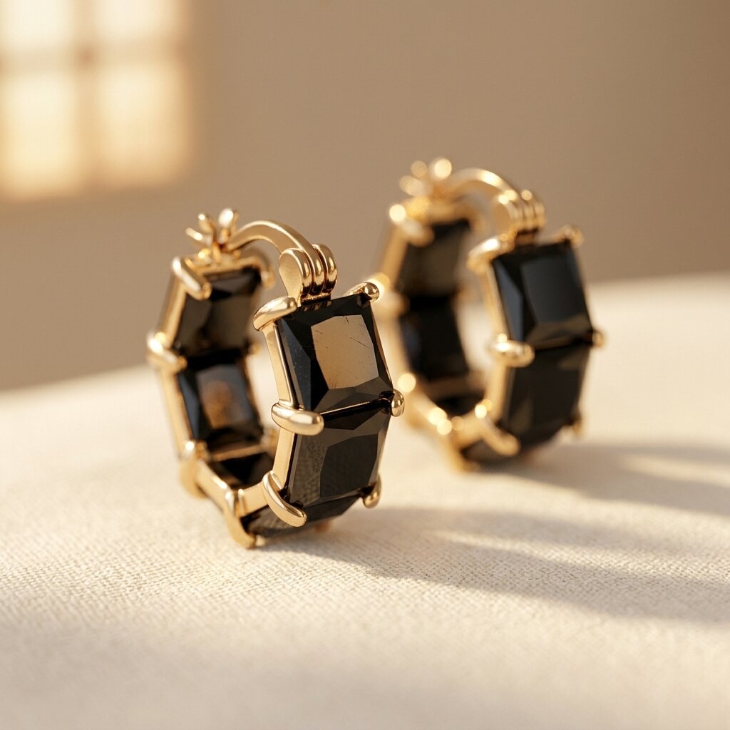 Elegante oorringen met zwarte zirkonia
