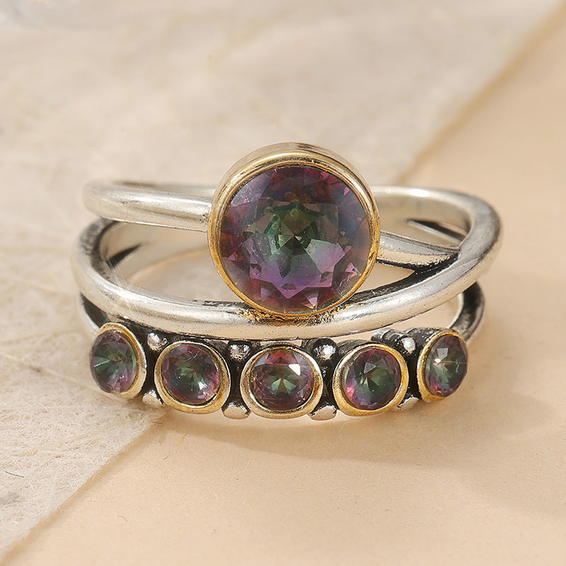 Elegante bohemien artistieke ring ingelegd met zirkonia