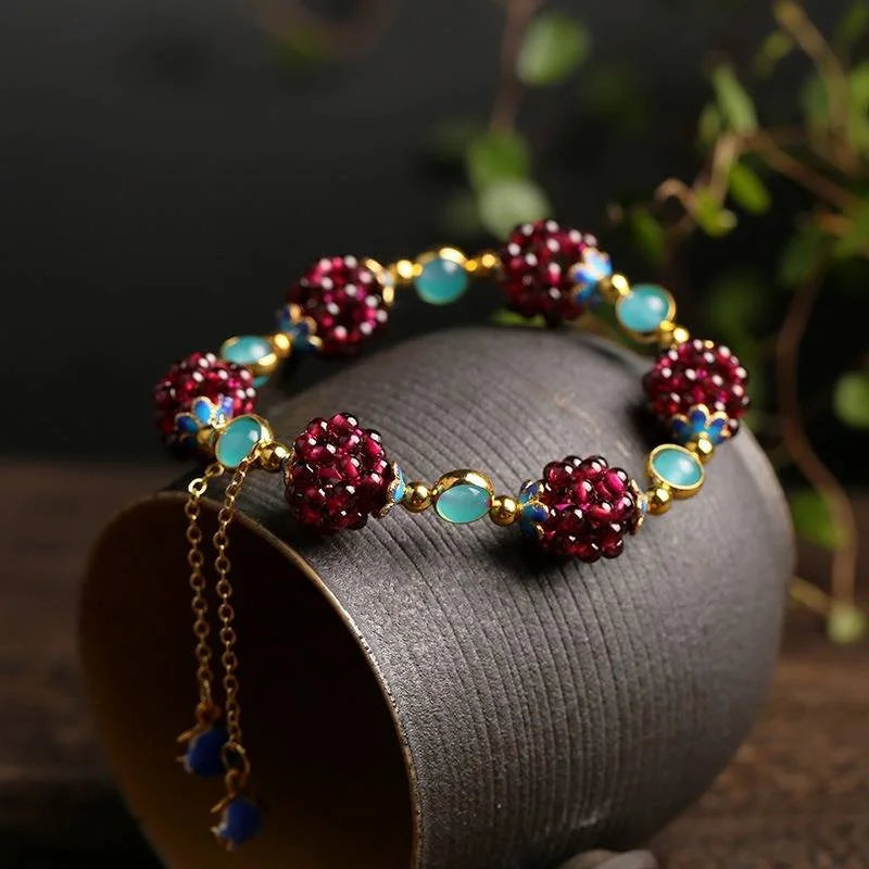 Natuursteen bessen armband