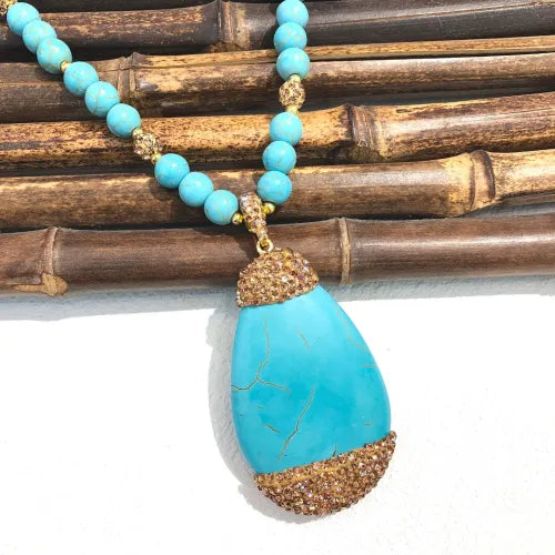 Natuurlijke turkooissteen amazoniet ketting met hanger