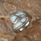Vintage Boho White Opal Stone Ring
