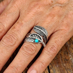Boho veer turkoois sterling zilveren ring