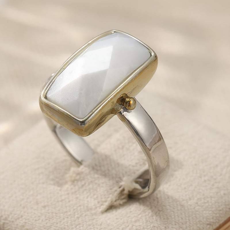 Vintage bohemien geometrische maansteen ring