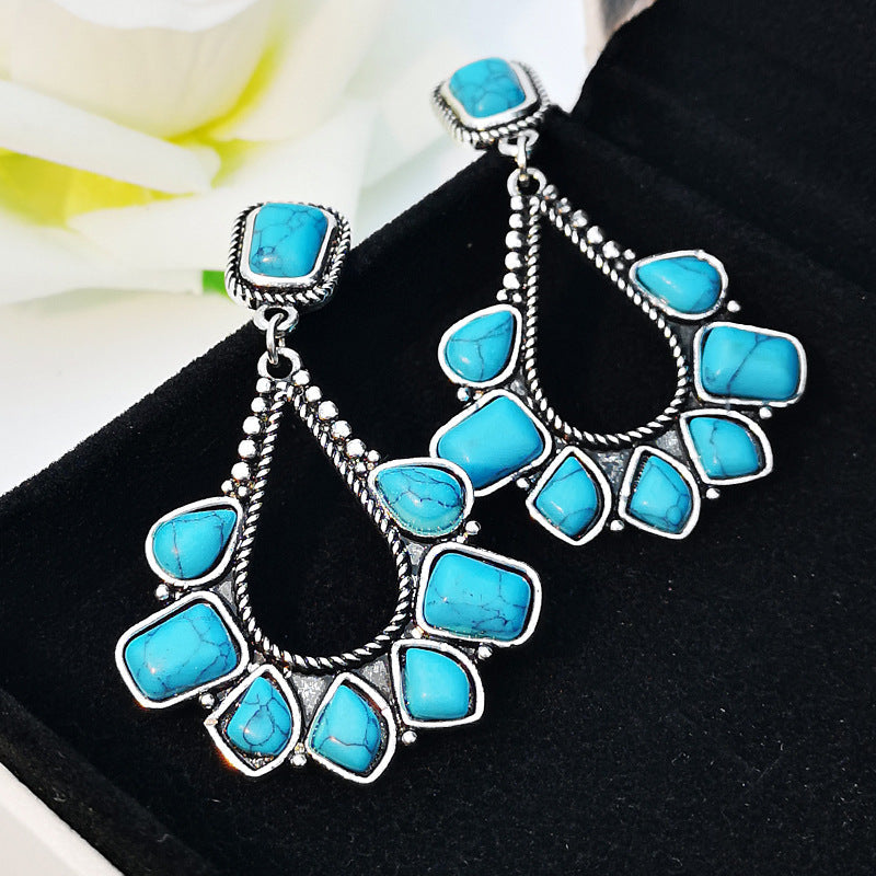 Vintage Silver Plated Turquoise Drop Earrings