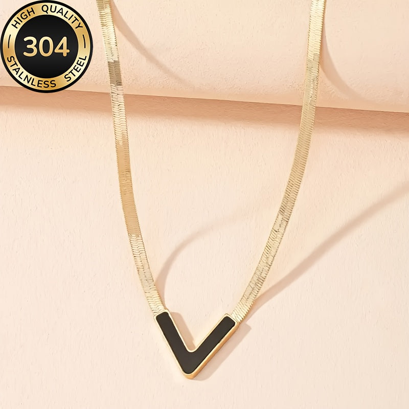 Strakke minimalistische schakelketting met V-vormige hanger