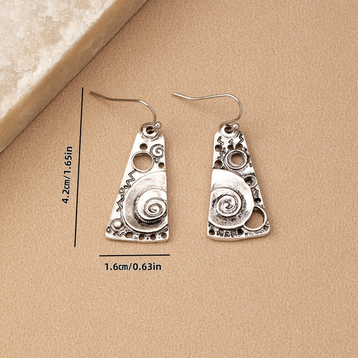 Bohemian Geometric Spiral Engraved Ethnic Drop Earrings