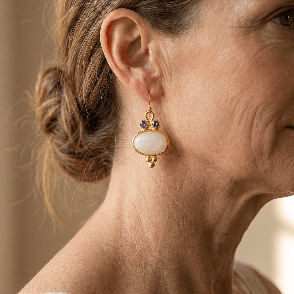 Elegant Retro Gold Plated Oval Dangle Earrings
