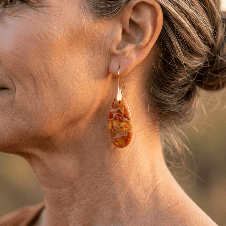 Bohemian Orange Natural Stone Drop Earrings