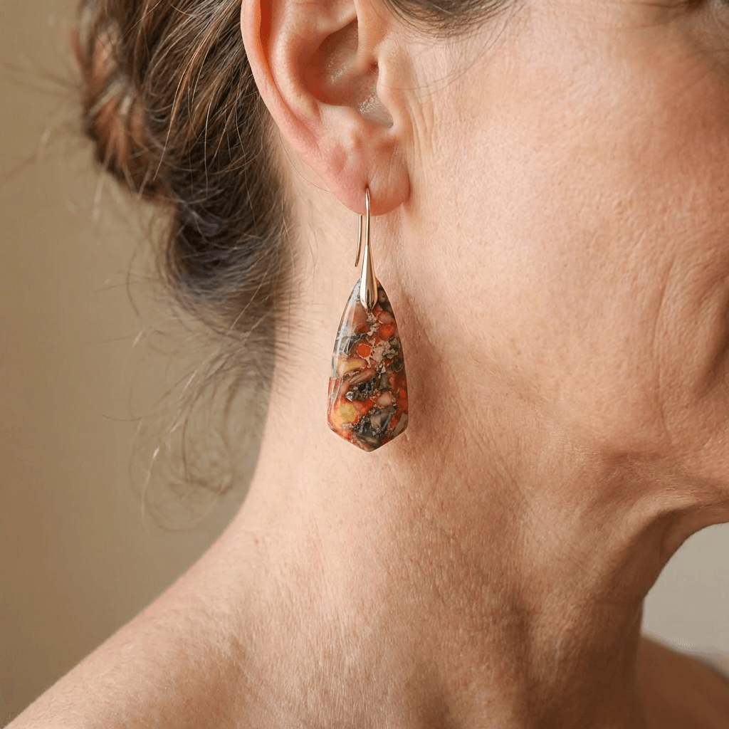 Vintage boho multicolor natuursteen oorbellen