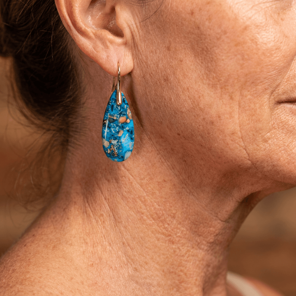 Bohemian Blue Multicolor Natural Stone Earrings