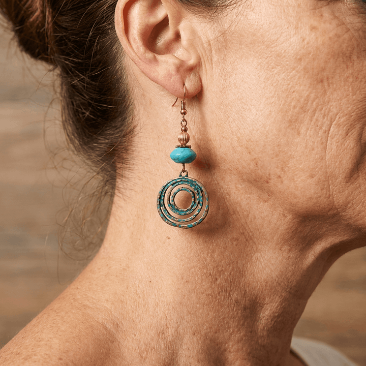 Vintage Red Copper Bohemian Drop Earrings