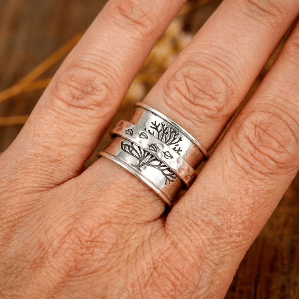 Vintage Hand Carved Tree of Life Spinner Ring