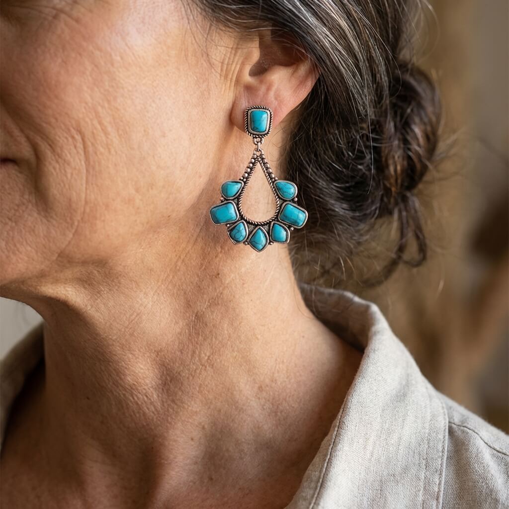 Vintage Silver Plated Turquoise Drop Earrings
