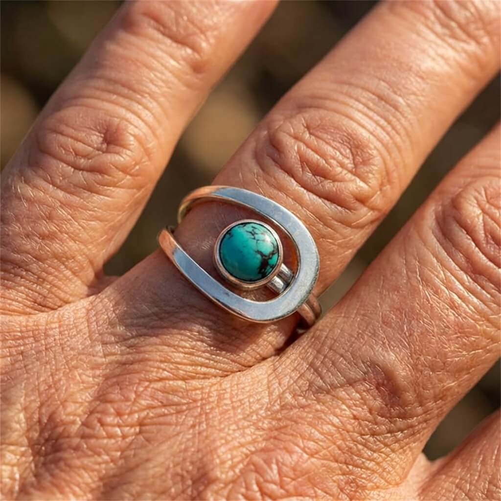 Minimalist Modern Turquoise Open Ring