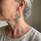 Vintage Boho Blue & Gold Hoop Earrings