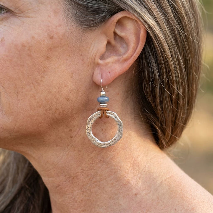 Vintage Bohemian Silver Plated Circle Earrings
