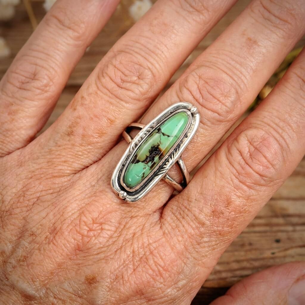 Sterling zilveren ring met authentiek turkoois in southwestern stijl