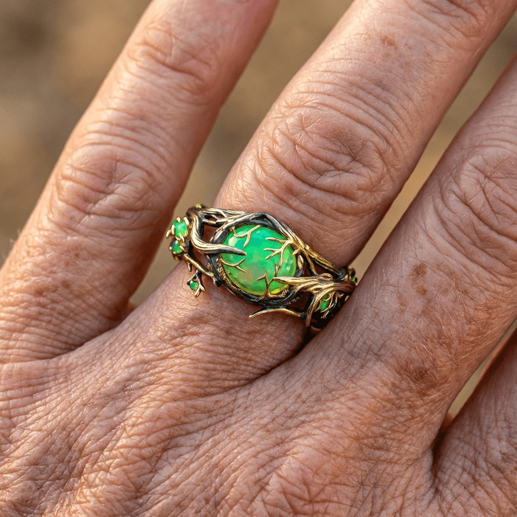 Exotic Crystal Earth Ring