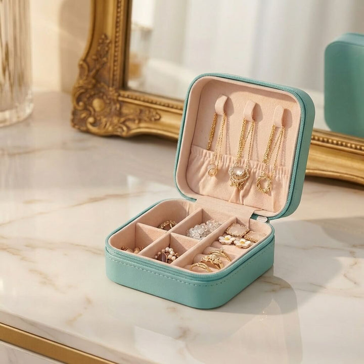 Portable Travel Jewelry Organizer Case (3.74" x 3.74" x 1.97")