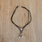Vintage dubbellaags chokerketting met hanger van zinklegering