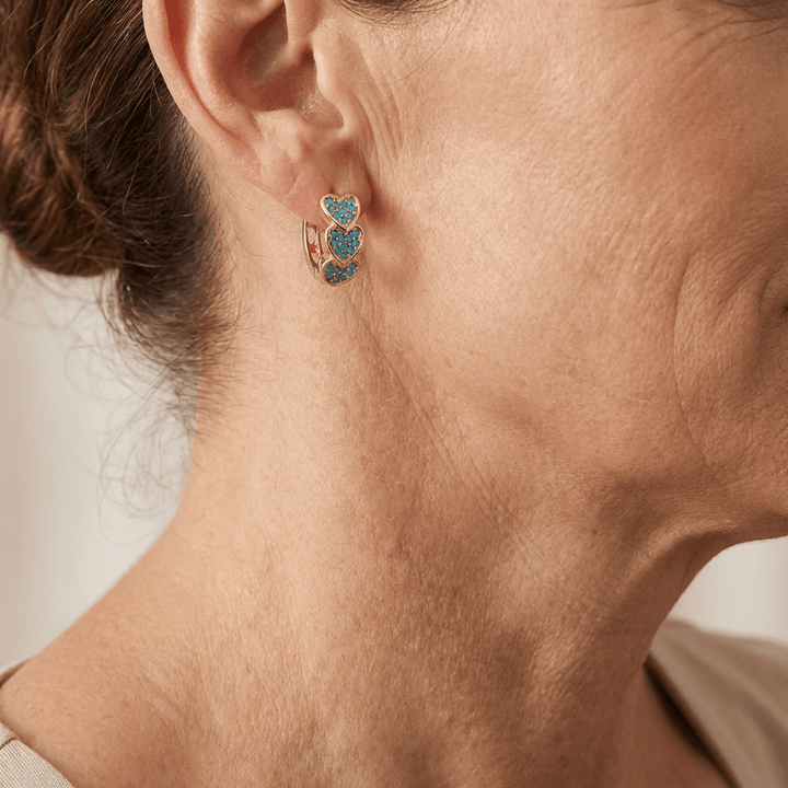 Elegant Turquoise Heart Shaped Design Hoop Earrings