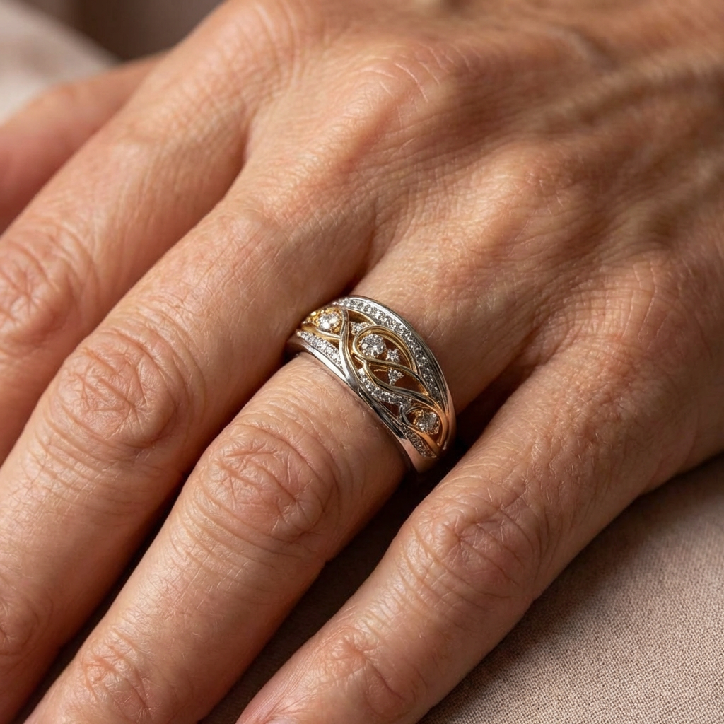 Opengewerkte goud- & zilverkleurige ring
