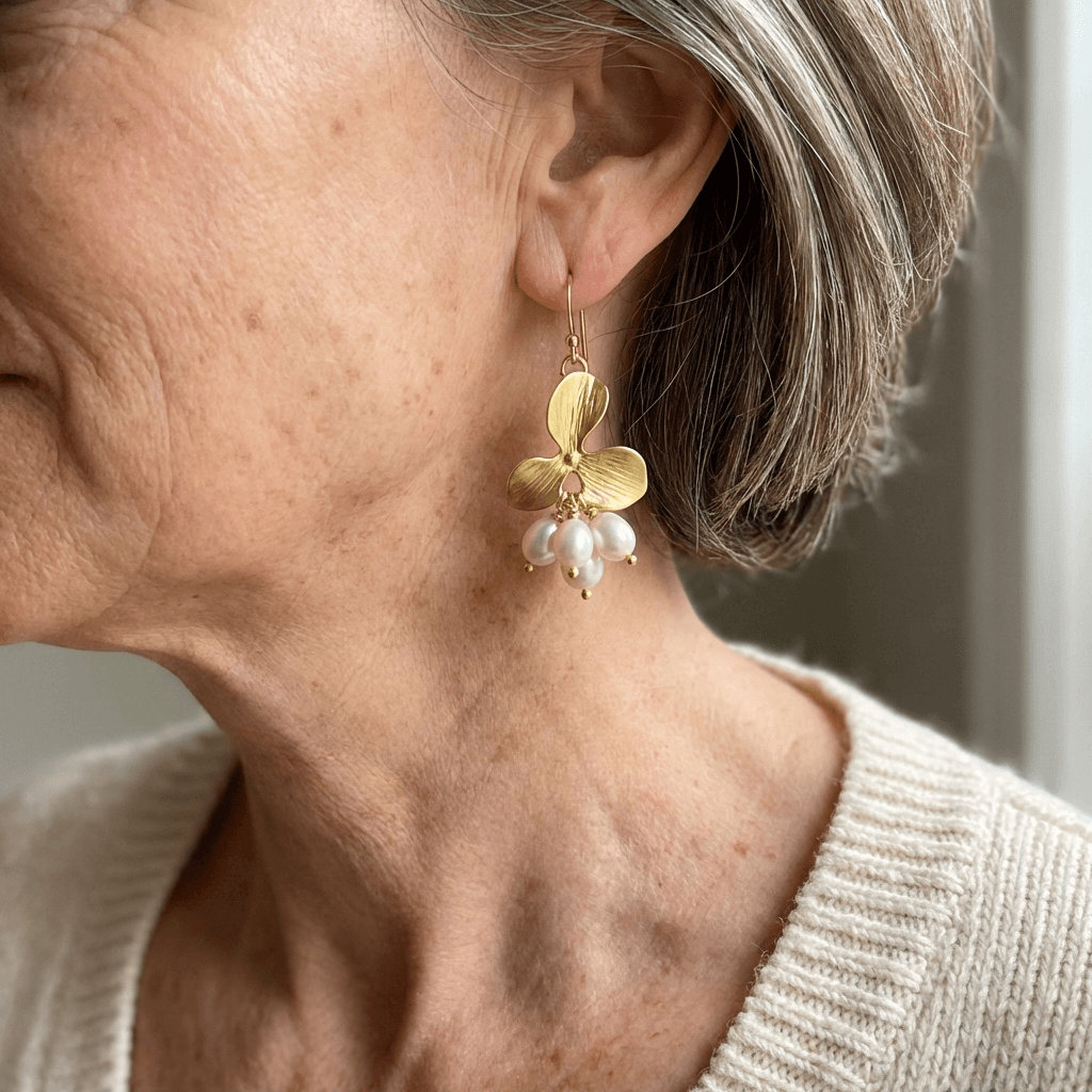 Vintage bloem parel oorbellen