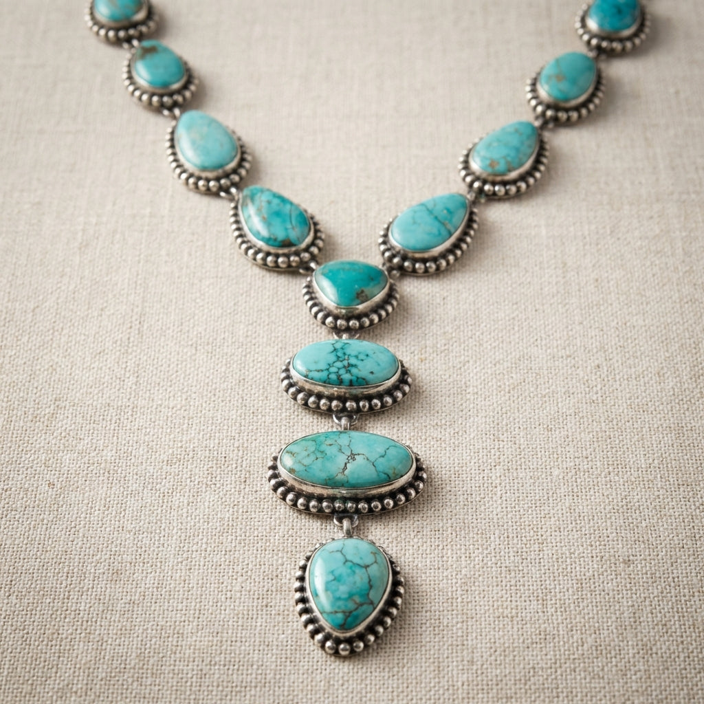 Elegante vintage turkooizen statement ketting & oorbellen
